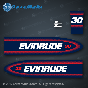 Pair of Evinrude Outboards Decals Vinyl Stickers Boat Outboard Motor Lot of 2 Grey 071, 12 / 30 