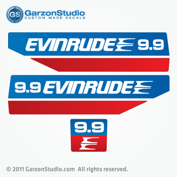 Evinrude Outboard 9.9 hp decal set 1970 1971 1972 1973 1974 1975 1976 1977 1978 1979 1980 1981 1982 1983 decals sticker stickers