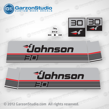 DECAL SET RED 30 hp OUTBOARD  DECALS JOHNSON