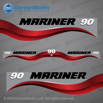 2003 - 2012 Mariner Outboard decal set - 90 hp - Red decal kit set - 2004 2005 2006 2007 2008 2009 2010 2011 90hp decals