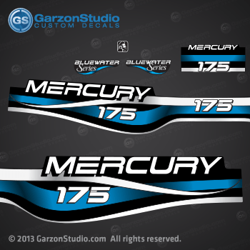 1994 1995 1996 1997 1998 1999 MERCURY 175 hp decal set design II 175hp bluewater series part number 809688A99 DECAL SET DECAL SET (175 XL/CXL BLUEWATER) 