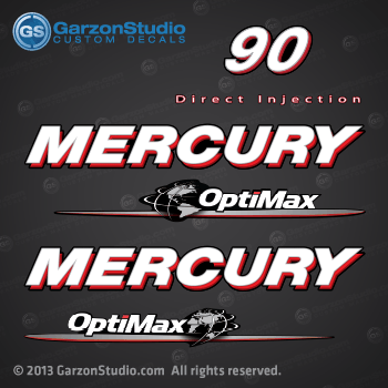 2006 2007 2008 2009 2010 2011 2012 Mercury 90 hp Optimax ELPTO 90ELPTO MERCURY OPTIMAX SALTWATER 90DFI ELPTO SW decal set decals sticker stickers 891815A07 DECAL SET