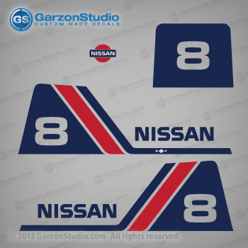 Nissan outboards decals NS8B 1985 1986 1987 1988 1989 1990 1991 1992 1993 1994 1995 1996 1997 1998 1999 2000 2001 2002 8 hp 8hp
NB387-8010M,
3B387-8010M,
3B2S87801-0
