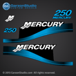 1999 2000 2001 2002 2003 2004 2005 2006 2007 MERCURY 250 hp 250hp for EFI Saltwater, Freshwater, Bluewater and Optimax decal set BLUE