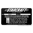 Starcraft Capacity Information Maximum Capacities plate decal
