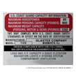U.S. Coast Guard Capacity Information Maximum Capacities plate decal glastex company boats Bia certified t-578