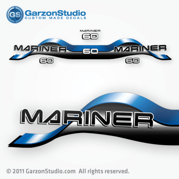 mariner 60 hp outboard decal set