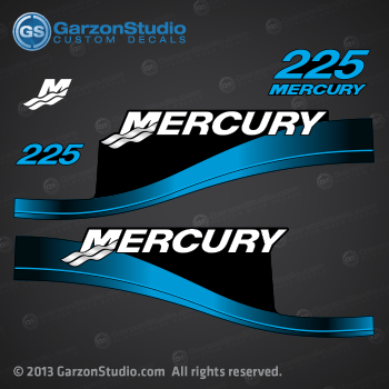 1999 2000 2001 2002 2003 2004 2005 2006 MERCURY 225 hp decal set Blue decals cowling graphics 225 EFI Saltwater Series,
225 EFI Freshwater series,
225 EFI Bluewater series,
225 Optimax Bluewater series,
225 Optimax Saltwater Series,
855408A00
855408A00 DECAL SET	(225 BLACK) (BLUE)(2001 AND ABOVE)
