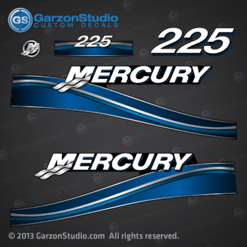 2003 2004 2005 2006 MERCURY 225 hp decal set Blue 225hp decals cowling graphics sticker 
855408A04 DECAL SET 225 Mercury/Tracker Blue