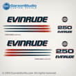 2002 2003 2004 2005 EVINRUDE 250 hp BOMBARDIER FICHT RAM INJECTION decals set kit