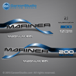 1996 1997 1998 Mariner 200 hp MAGNUM EFI 2. litre Decal set Blue decals