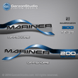 1996 1997 1998 Mariner 200 hp OFFSHORE EFI 2. litre Decal set Blue decals