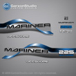 1996 1997 1998 Mariner 225 hp OFFSHORE 3.0 litre Decal set Blue decals