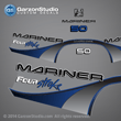 1999 2000 Mariner 50hp four stroke Decal set blue 4S 4 stroke FourStroke 826338A98 37-826338A98 DECAL SET Gray 50 hp