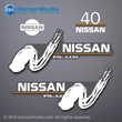 2000 2001 2002 2003 2004  40 hp 40hp P.L.U.S. PLUS NISSAN Outboard Decal set 2 stroke NS40D2