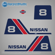 Nissan outboards decals NS8B 1985 1986 1987 1988 1989 1990 1991 1992 1993 1994 1995 1996 1997 1998 1999 2000 2001 2002 8 hp 8hp
NB387-8010M,
3B387-8010M,
3B2S87801-0