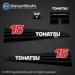 Tohatsu Outboard Decal Tohatsu M15C M15CEF M15CEP 2-stroke carburated Decal set for 1990 1991 1992 1993 1994 1995 1996 1997 1998 1999 2000 2001 2002 and earlier 15hp outboards