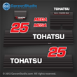 Tohatsu Outboard Decal 2002 - early Tohatsu 25hp Decal set MEGA 25 hp decals