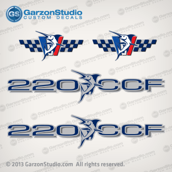 1996 1997 1998 1999 WellCraft boats decal set sticker kit 220 ccf ccf220 marlin sailfish fish racing performance logo decal stickers
