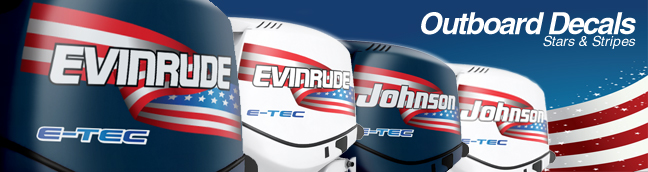 American Flag Outboard Decals for Evinrude Outboards, Johnson Outboards and more.